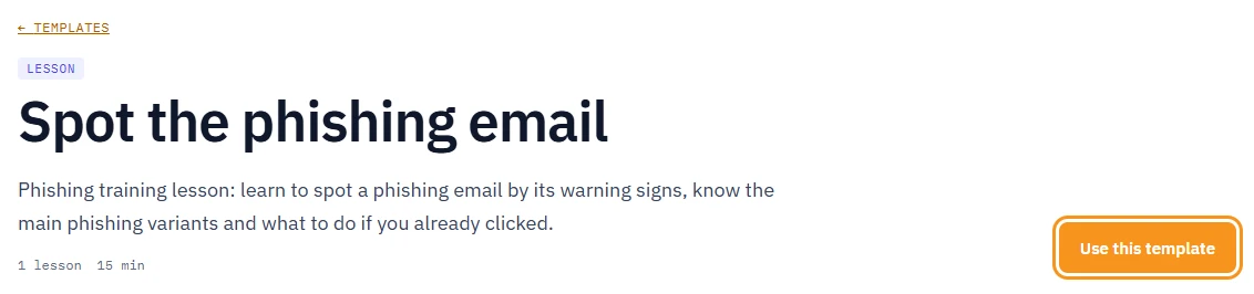 A template page with the Use this template button highlighted next to the title